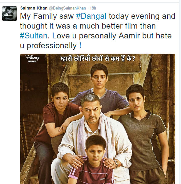 amir khan,dangal,salman khan,salman khan twit about amir khan  అమీర్ ఖాన్ పై సల్మాన్ సంచలన ట్విట్..!